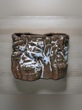 Vintage Frankoma Pottery Cork Bark Planter Woodland Moss